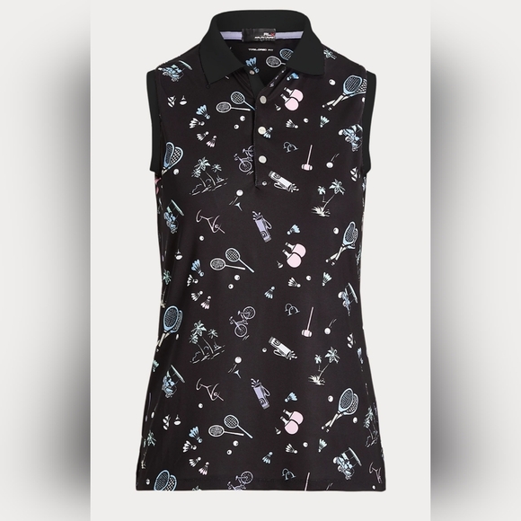 RLX Ralph Lauren Tops - Ralph Lauren Ladies Black Racquet Print Sleeveless Polo Size Small